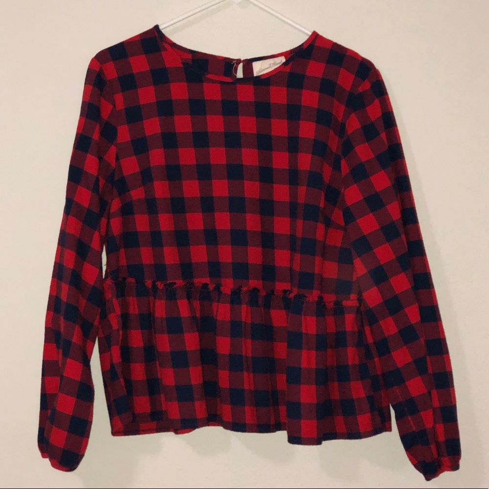 Universal Thread (Target) Checker Peplum Blouse.